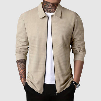 Men's waffle zipper jacket