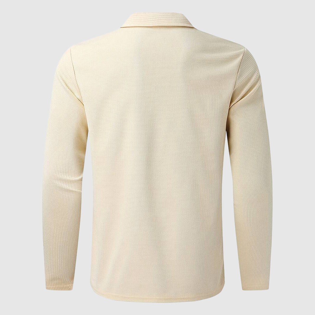 Men’s Zip-Up Sweater – Waffle Knit – Fitted Design – Long Sleeve Casual Wear