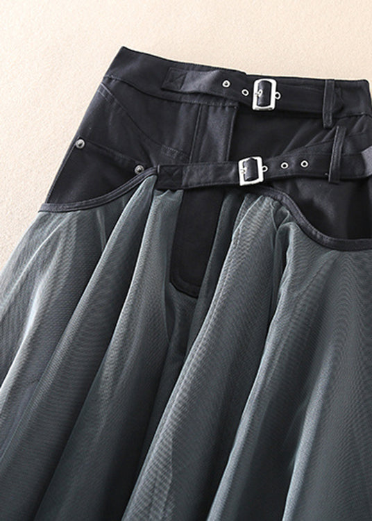 Women's high waist long mesh skirt