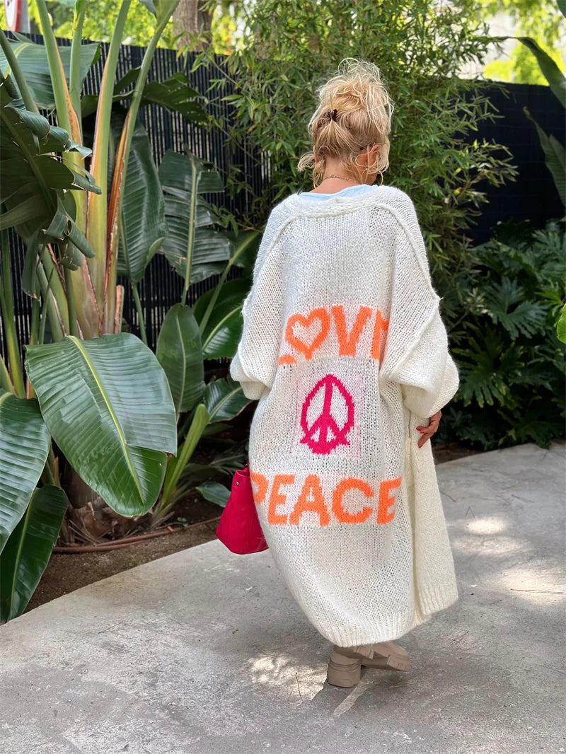 Women's love and peace cardigan