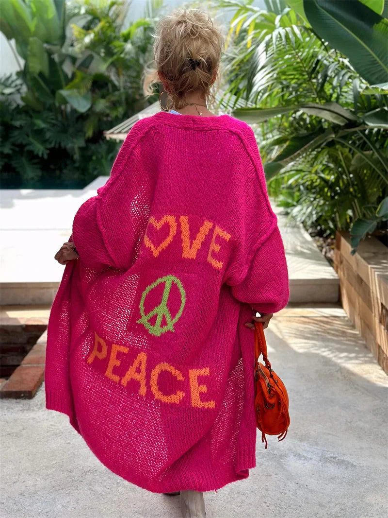 Women's love and peace cardigan