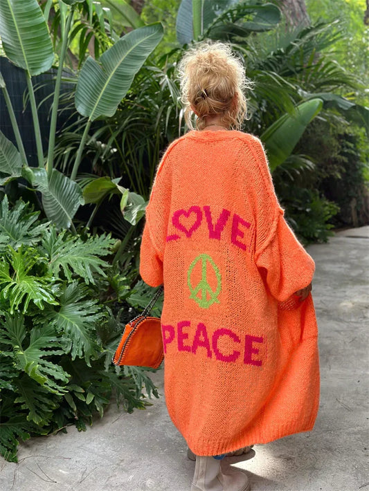 Women's love and peace cardigan