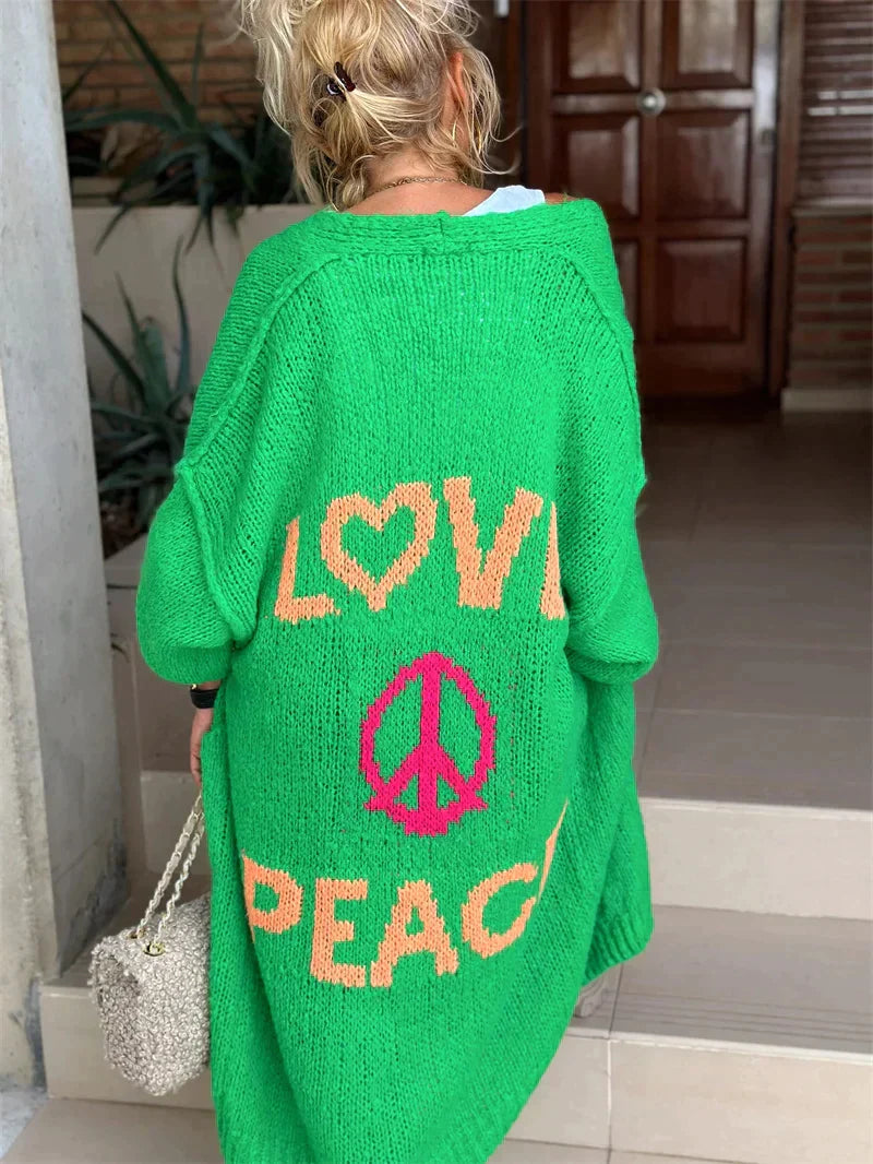 Women's love and peace cardigan