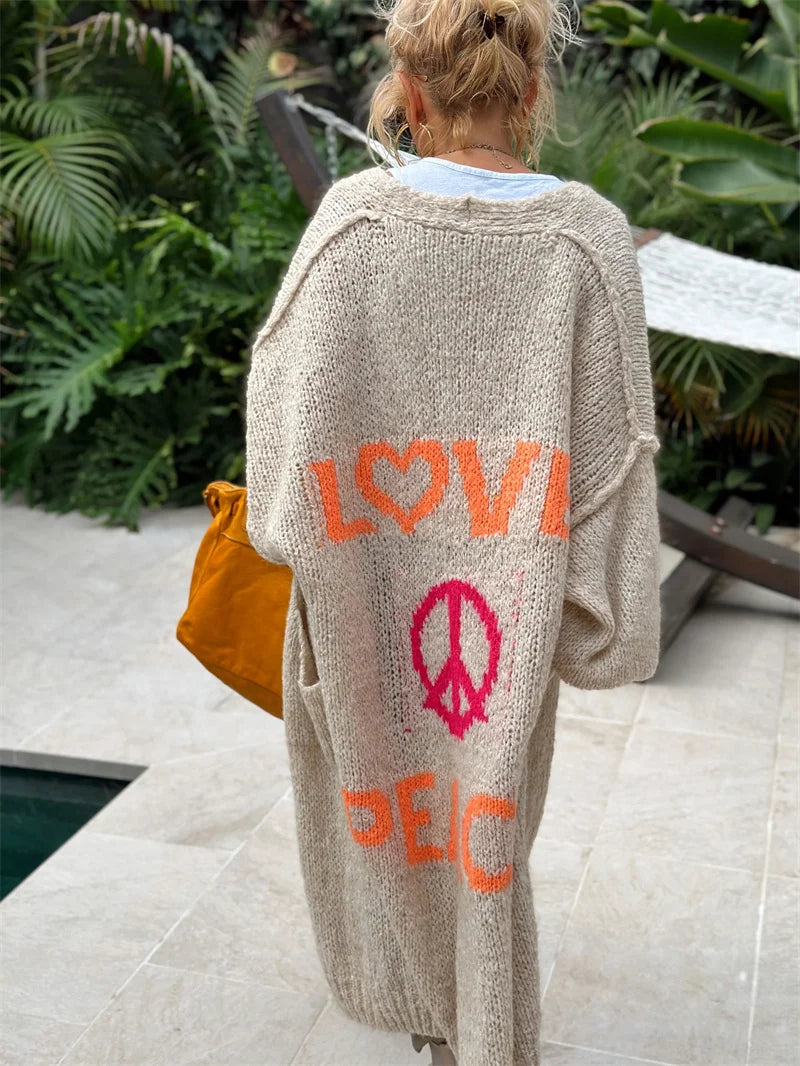 Women's love and peace cardigan