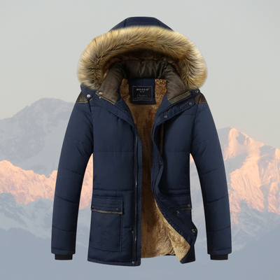 Men’s Winter Puffer Jacket – Faux Fur Hood, Thick Fleece Lining, Water-Resistant Coat