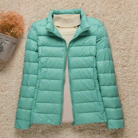 Women’s Quilted Jacket – Regular Fit – Lightweight Padded – Hip Length Zip Front