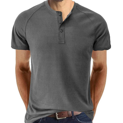 Men’s Henley Shirt – Slim Fit – Soft Knit – Short Sleeve – Ribbed Lightweight Casual
