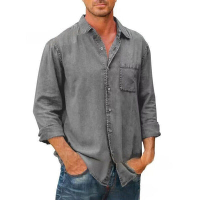 Men’s Casual Shirt – Relaxed Fit – Button-Down Front – Natural Fibers – Chest Pocket