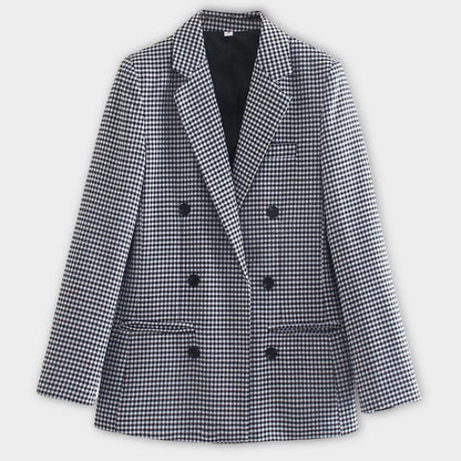 Women's  classic blazer with lapel collar and long sleeves