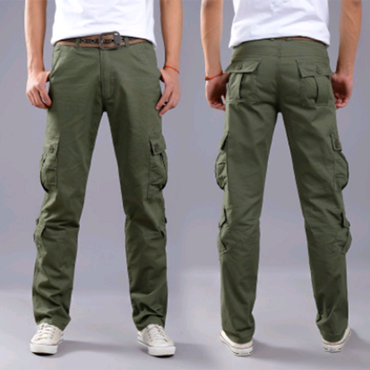 Men's casual cargo pants with multiple pockets