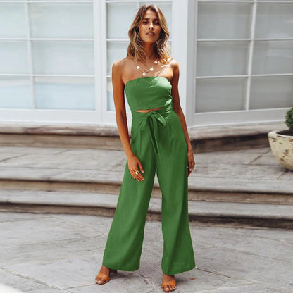 Women's Backless Jumpsuit with Straight Legs