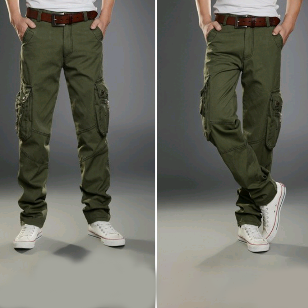 Men's casual cargo pants with multiple pockets