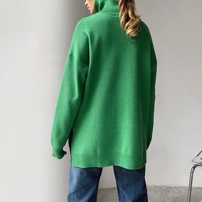 Women's high-neck sweater with long sleeves