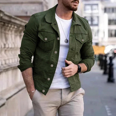 Men’s Casual Jacket – Slim Fit – Breathable Blend – Button-Up – Chest Pockets