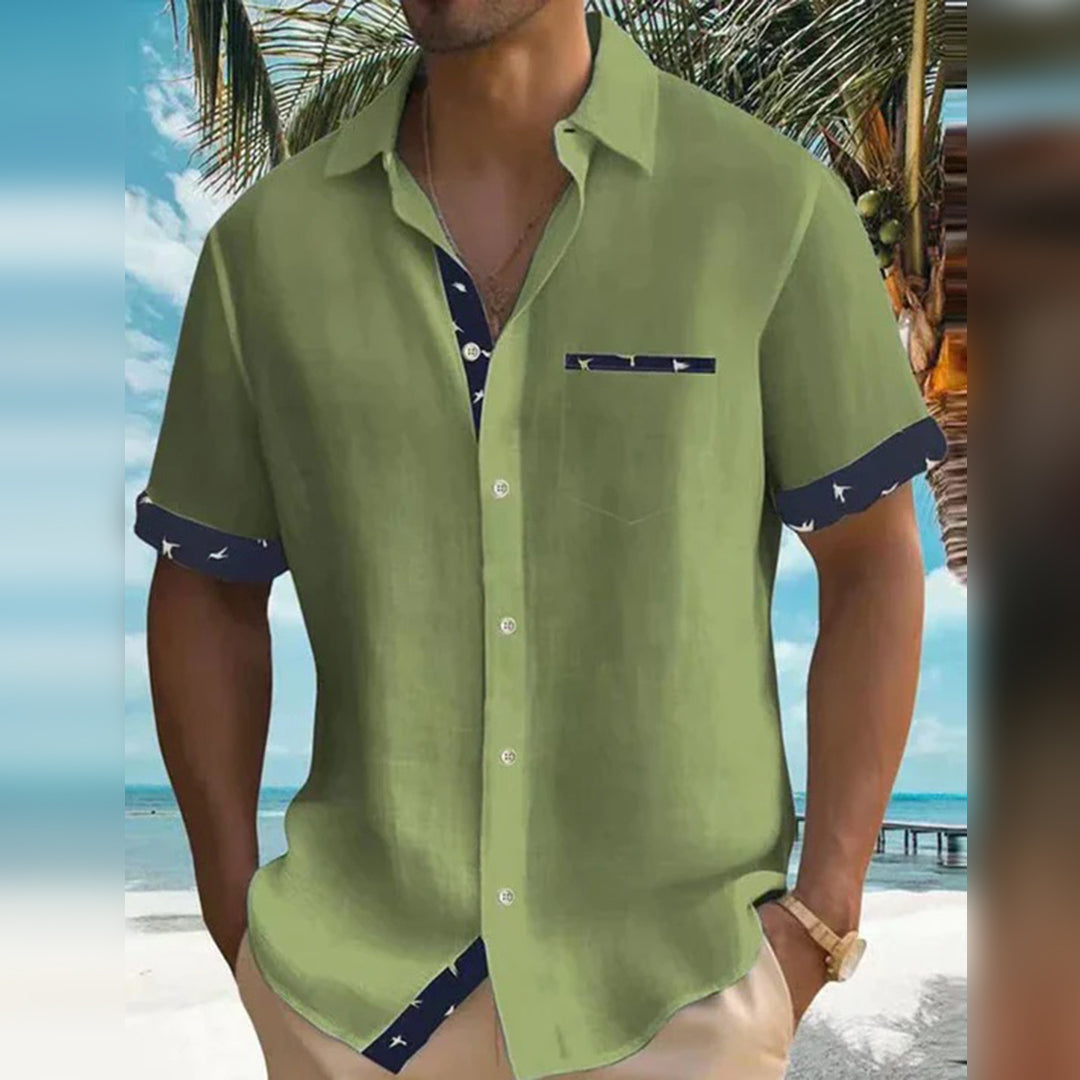 Men’s Casual Shirt - Button-Down - Short Sleeve - Lightweight Breathable Fabric