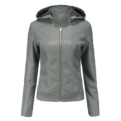 Jacket with detachable hood for women