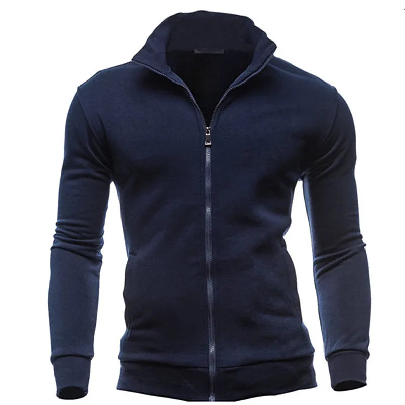 Men's zipped sweatshirt with stand-up collar