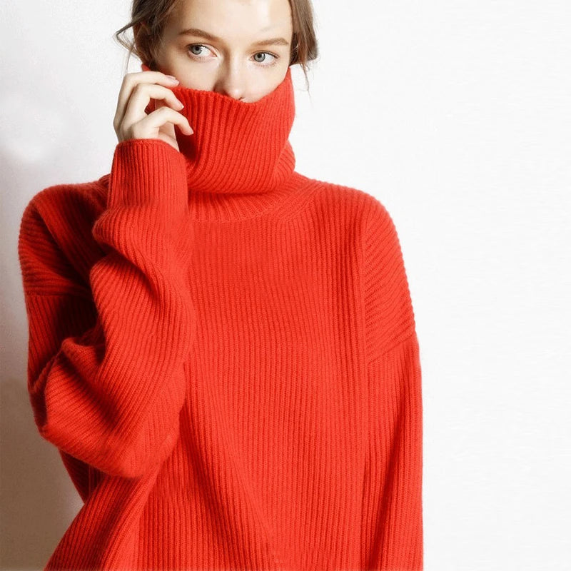 Womens winter warm turtleneck sweater