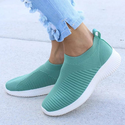 Women's Slip-On Sneakers - Breathable Knit Upper - Lightweight Comfort Fit