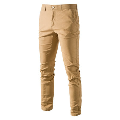 Men’s Slim Fit Chinos - Cotton Blend - Tailored Flat Front - Smart Casual Trousers