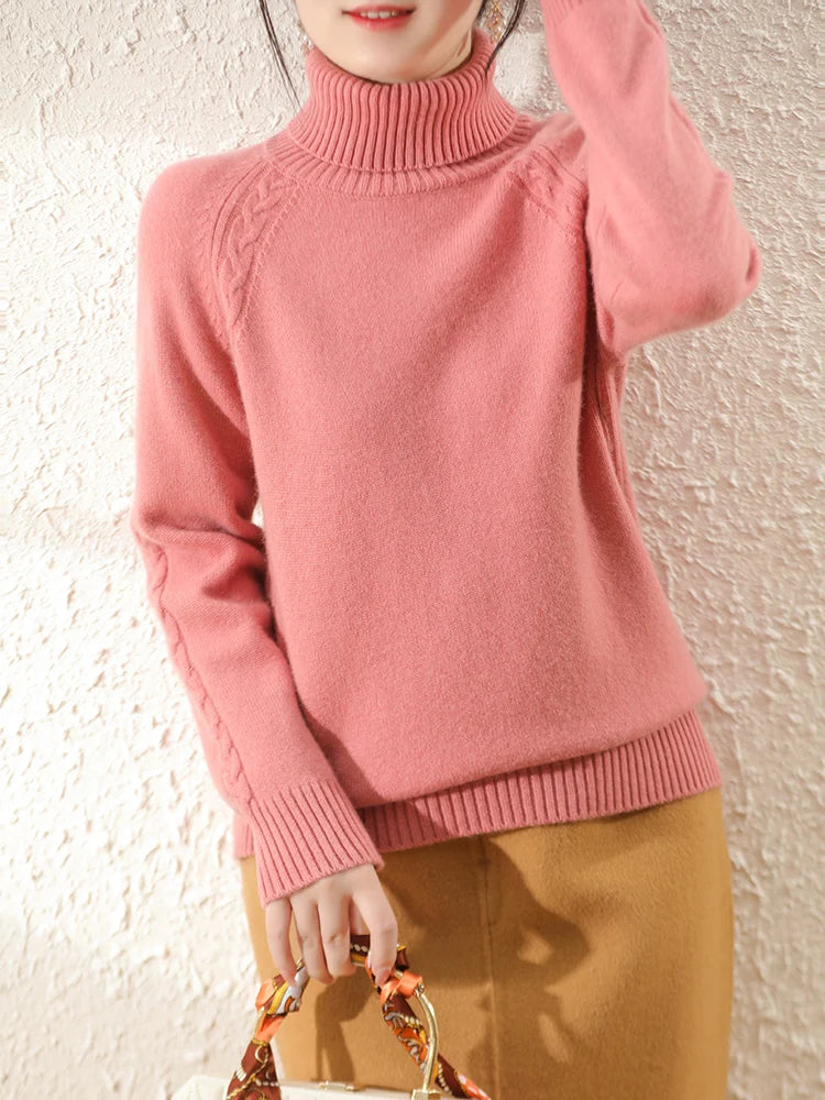 Women's long arm roll neck sweater