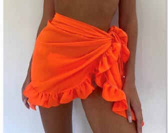 Women’s Wrap Skirt – Breathable Blend – Ruffled Hem – Tie Waist – Short Length