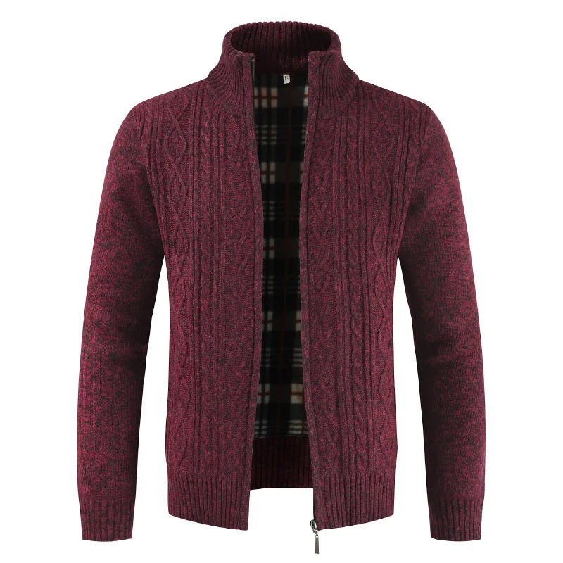 Men's cable knit cardigan with zipper