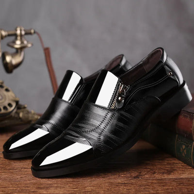 Men’s Loafers – Patent Leather – Sleek Fit – Side Zipper – Formal Dress Shoe