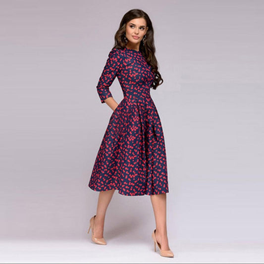 Women's Trendy Casual Midi Dress - Polyester