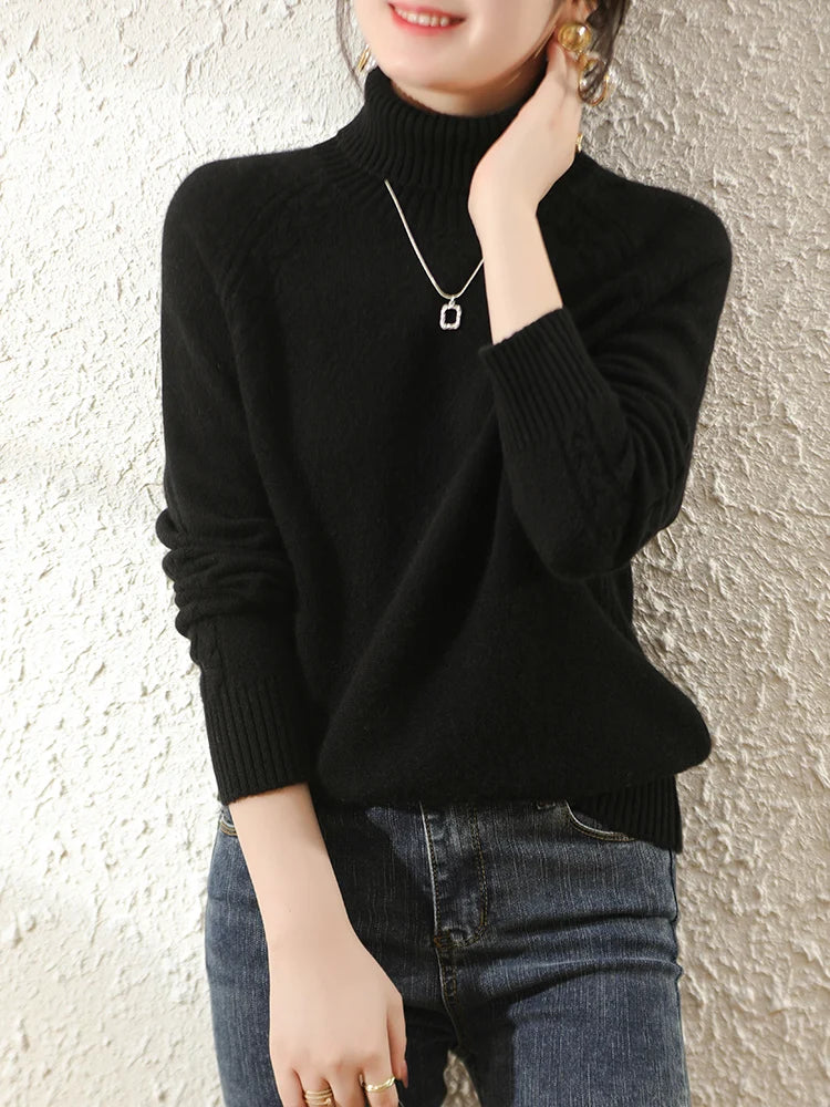 Women's long arm roll neck sweater