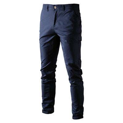 Men’s Slim Fit Chinos - Cotton Blend - Tailored Flat Front - Smart Casual Trousers