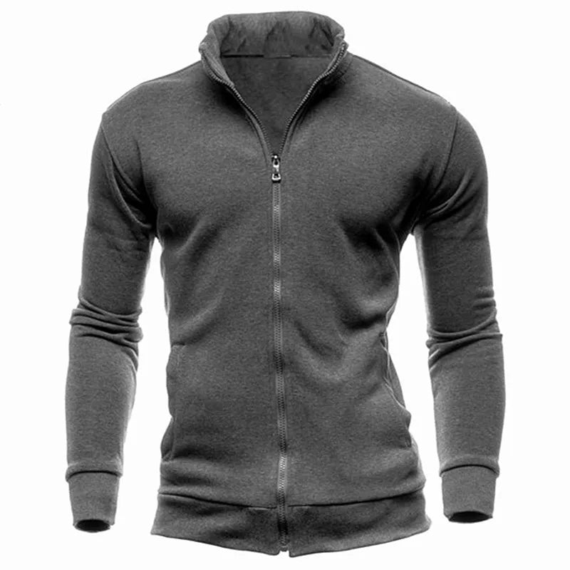 Men's zipped sweatshirt with stand-up collar