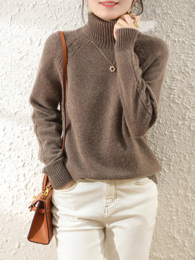 Women's long arm roll neck sweater