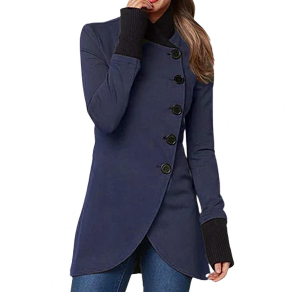 Women's casual stand collar button jacket