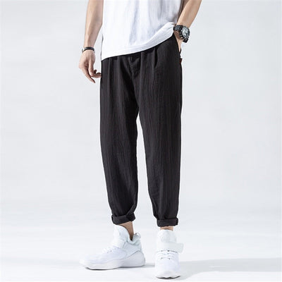 Men’s Casual Trousers - Relaxed Fit - Elastic Waist - Lightweight Breathable Blend