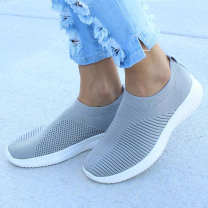 Women's Slip-On Sneakers - Breathable Knit Upper - Lightweight Comfort Fit