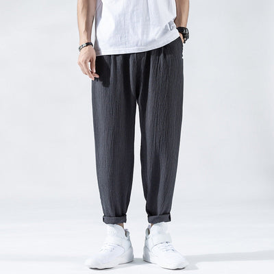 Men’s Casual Trousers - Relaxed Fit - Elastic Waist - Lightweight Breathable Blend