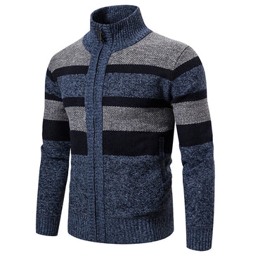 Heren lange mouwen gestreepte cardigan met rits