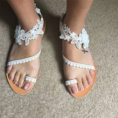 Women’s Slippers – Open Toe – Elegant Lace Straps – Breathable Soft Fit