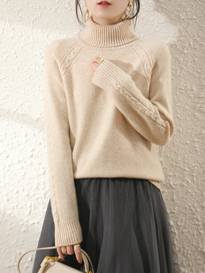 Women's long arm roll neck sweater