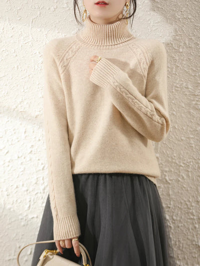 Women's long arm roll neck sweater