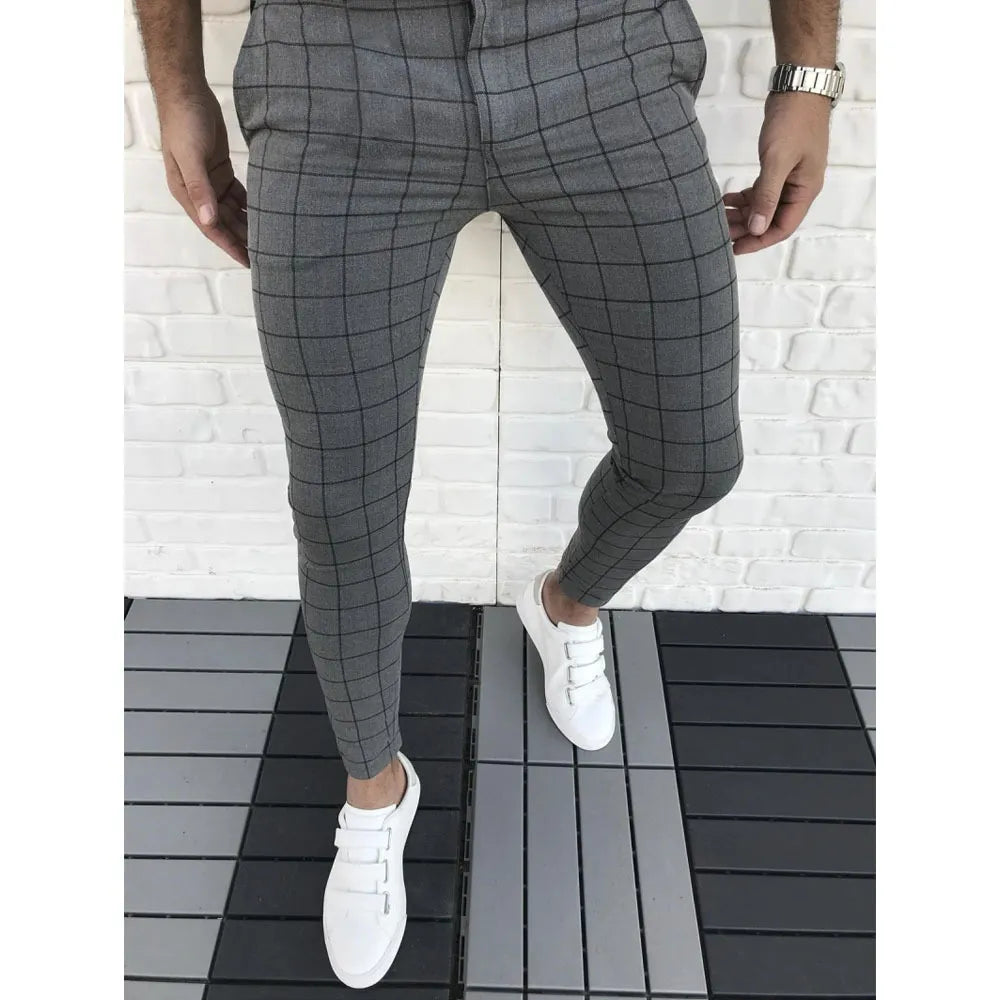 Men's Slim-Fit Modern Checked Pants