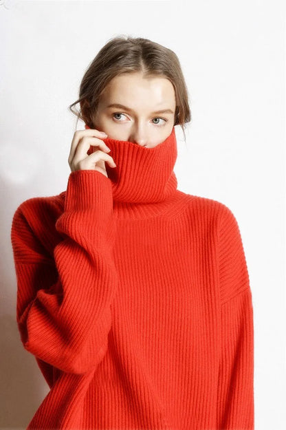 Womens winter warm turtleneck sweater