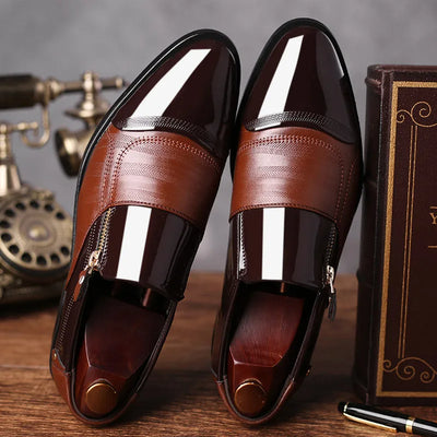 Men’s Loafers – Patent Leather – Sleek Fit – Side Zipper – Formal Dress Shoe