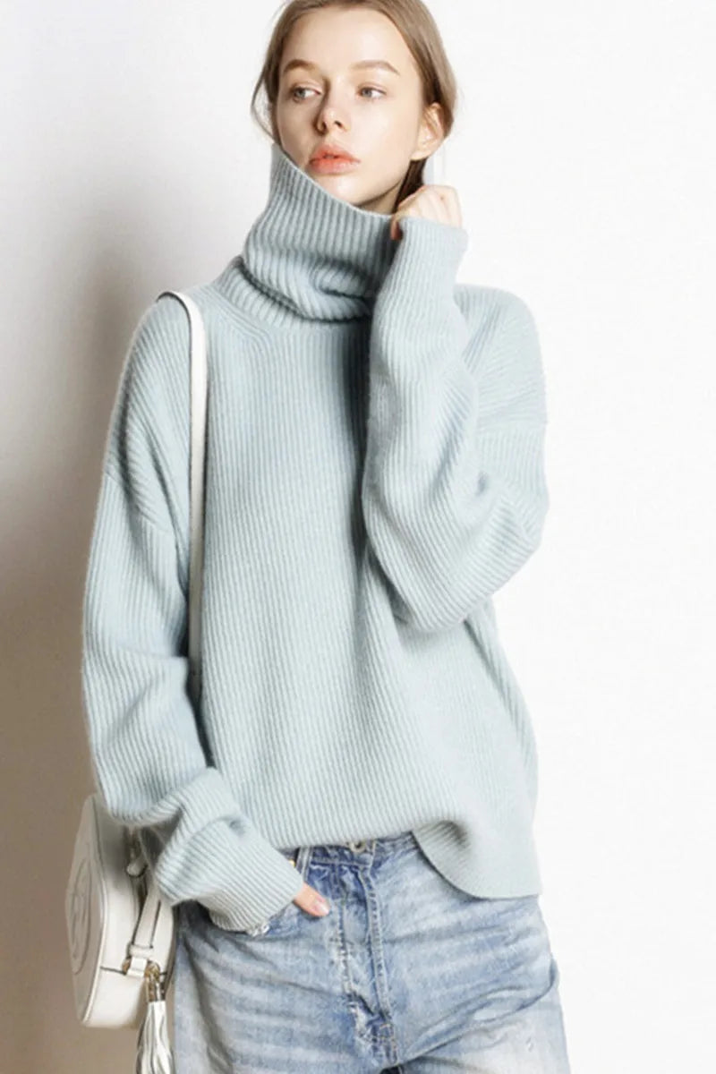 Womens winter warm turtleneck sweater