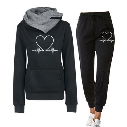 Women’s Jogging Set – Soft Knit – Relaxed Fit – Crossover Hoodie – Tapered Legs