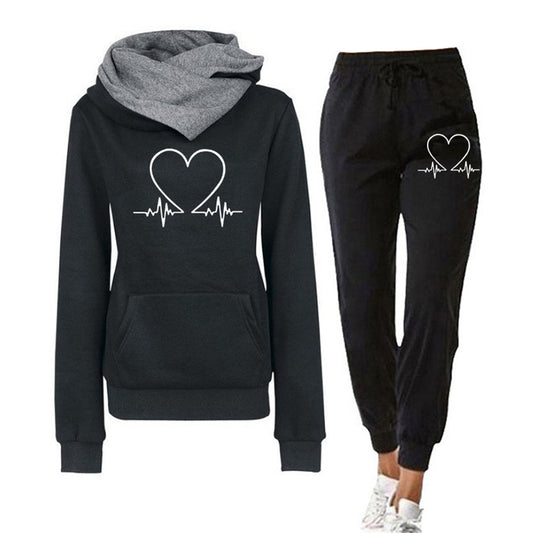 Women’s Jogging Set – Soft Knit – Relaxed Fit – Crossover Hoodie – Tapered Legs