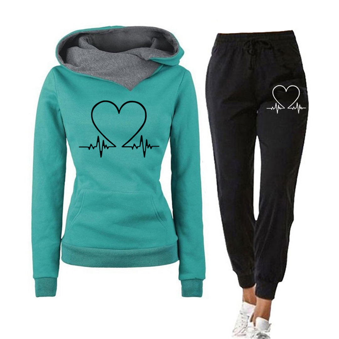 Women’s Jogging Set – Soft Knit – Relaxed Fit – Crossover Hoodie – Tapered Legs