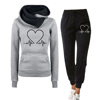 Women’s Jogging Set – Soft Knit – Relaxed Fit – Crossover Hoodie – Tapered Legs