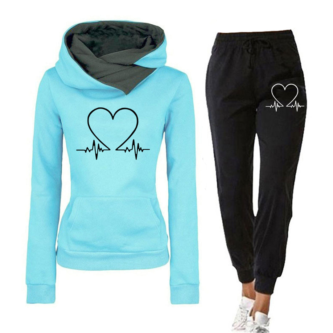 Women’s Jogging Set – Soft Knit – Relaxed Fit – Crossover Hoodie – Tapered Legs